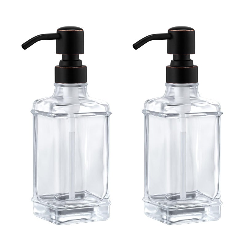 GICASA Glass Soap Dispenser with Pump, Stainless Steel and Brushed Nickel Countertop Soap Dispenser 13oz - Image 1